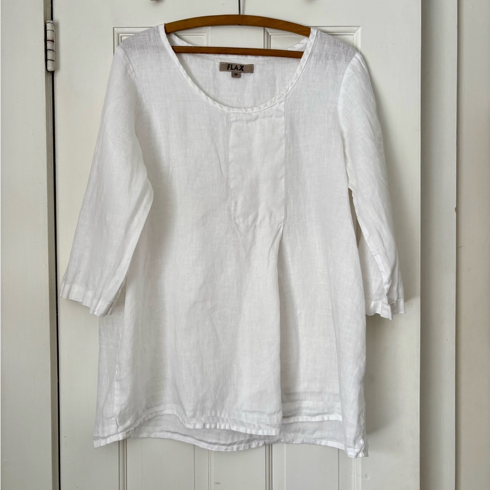 FLAX Women's White Linen Tunic